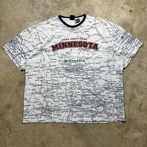 Vintage 90s AOP State of Minnesota Map Shirt Size XXL